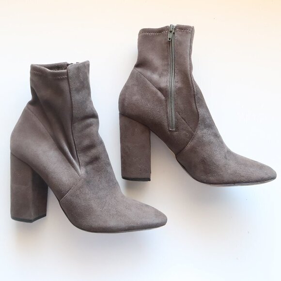 Aldo Forest Green / Taupe Ankle Length Block Heel Sock Boots Booties Size 9 - Picture 2 of 12